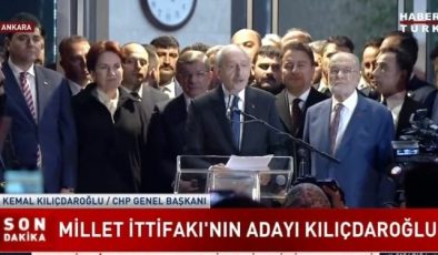 Altılı masanın adayı resmen Kemal Kılıçdaroğlu oldu