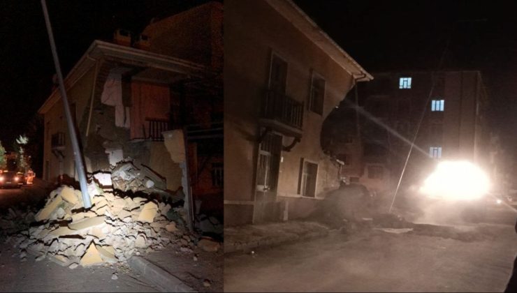 Elazığ’da yıkım kararı alınan binanın bir kısmı çöktü