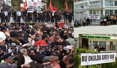 El-Sen eylemde, KTAMS ile KTÖS grevde: Meclis önünde El-Sen yöneticilerinden eylem şov…