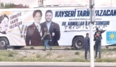 İYİ Parti’nin seçim otobüsüne çirkin saldırı