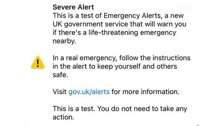 Emergency alerts sent to millions of mobile phones in first UK-wide test
