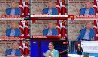 Böyle yayın tarihte yok.. Erdoğan 14 kanalda birden konuştu