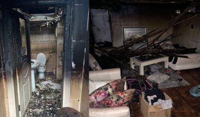 Kocaeli’de apartmanın çatısına düşen yıldırım dairede yangın çıkardı