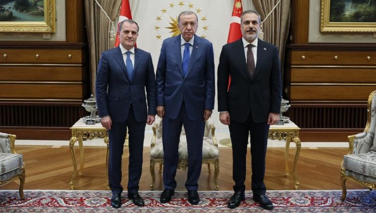 Erdoğan’ın, Ceyhun Bayramov’la bir araya geldi