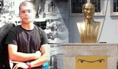 Atatürk büstüne balyozla zarar veren şüpheli tutuklandı