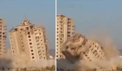 Hatay’da 16 katlı rezidans dinamitle yıkıldı