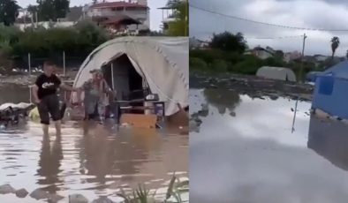 Hatay’daki çadırları sel vurdu
