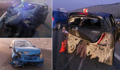 Kaza yapan araca bir başka araç çarptı: 1’i ağır 3 yaralı