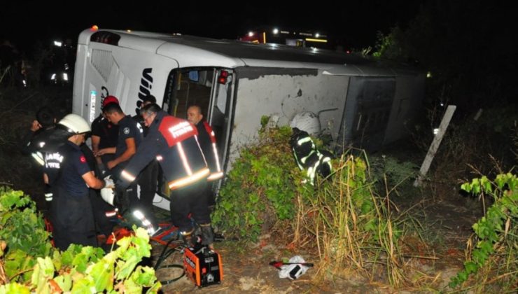 Manisa’da yolcu otobüsü üzüm bağına uçtu: 15 yaralı