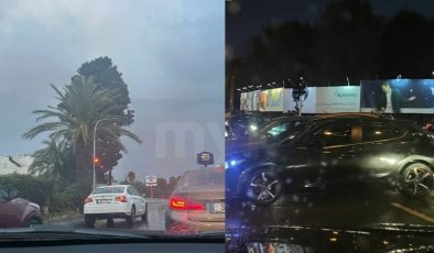 Şiddetli rüzgar ve yağmur Girne’deki trafik ışıklarını etkiledi, polis alternatif yolları duyurdu