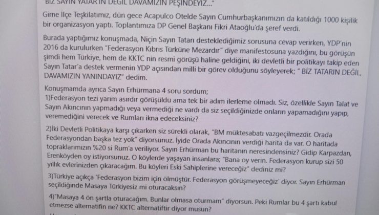 Arıklı’nın kelime hatası gülümsetti….“TATAR” yerine “YATAR” yazdı