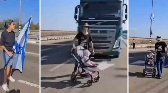 Gazze’ye giden yardımı durdurmak için bebekleri tırların önüne koydular