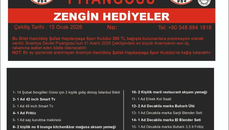 Hamitköy piyango bilet çekimi ertelendi