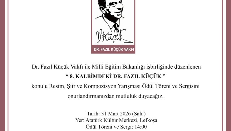“8. Geleneksel Kalbimdeki Dr. Fazıl Küçük Yarışması” ödül töreni salı günü yapılıyor