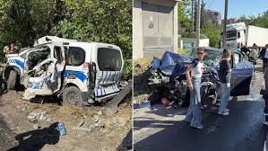 Freni patlayan tır karşı şeride geçti!