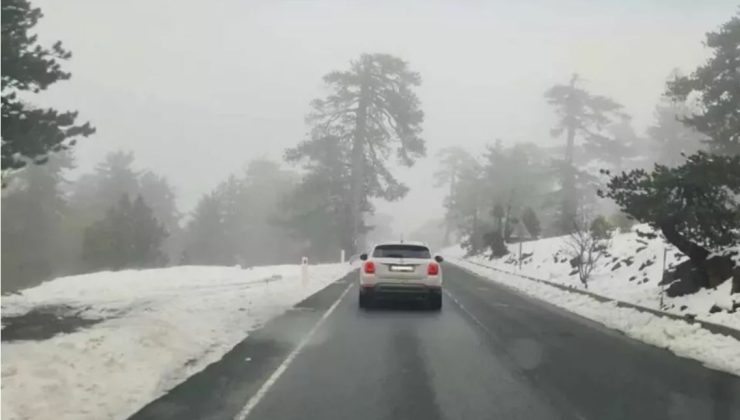 Trodos Dağları’nda mayıs ayında kar sürprizi