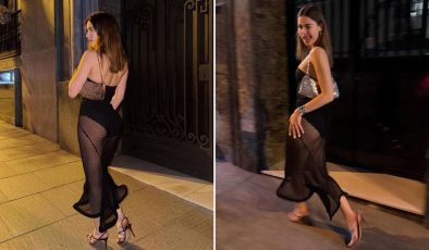 Afra Saraçoğlu’nun İspanya’daki transparan tarzına yorum yağdı