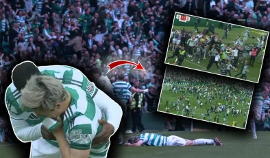 Celtic şampiyon oldu, taraftar sahaya girdi: Hearts, 41 yıllık geleneği bozamadı