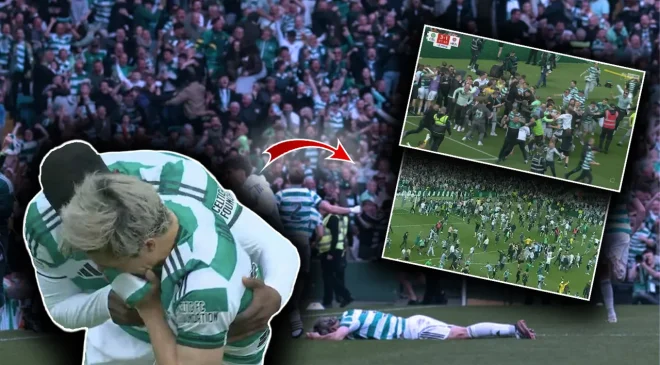 Celtic şampiyon oldu, taraftar sahaya girdi: Hearts, 41 yıllık geleneği bozamadı