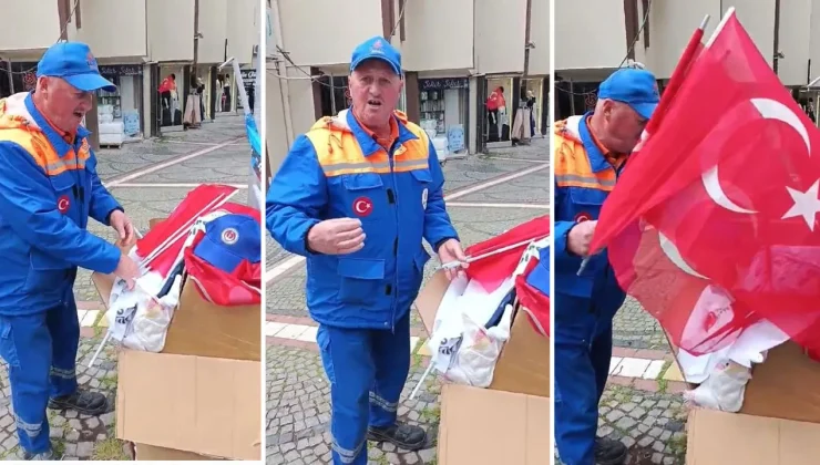 Skandal görüntüler! 1 Mayıs sonrası Türk bayraklarını çöpe attılar