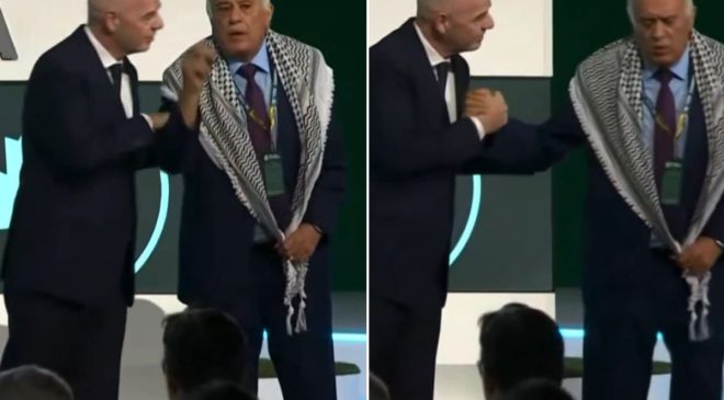 Infantino’dan skandal hareket! Filistin Futbol Federasyonu Başkanı sahneyi terk etti