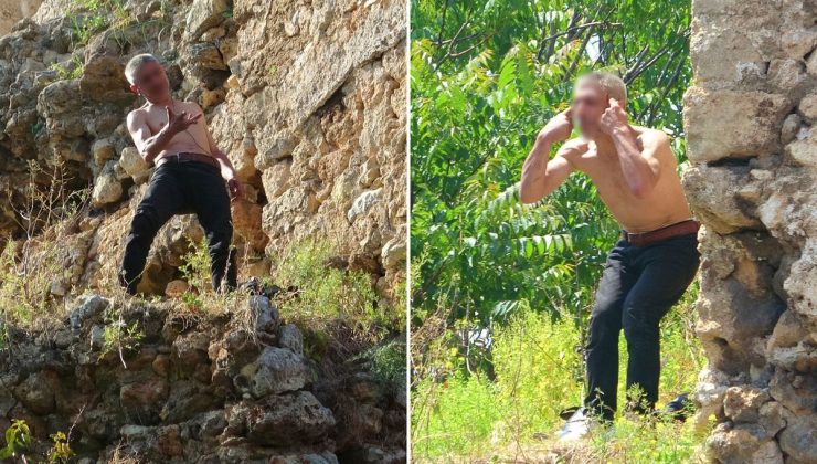 Önce anıta ardından tarihi surlara çıktı, karnı acıkınca çorbayla ikna edildi
