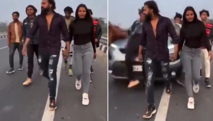 TikTok sevdası kaza yaptırdı! Kalabalık gruba otomobil çarptı
