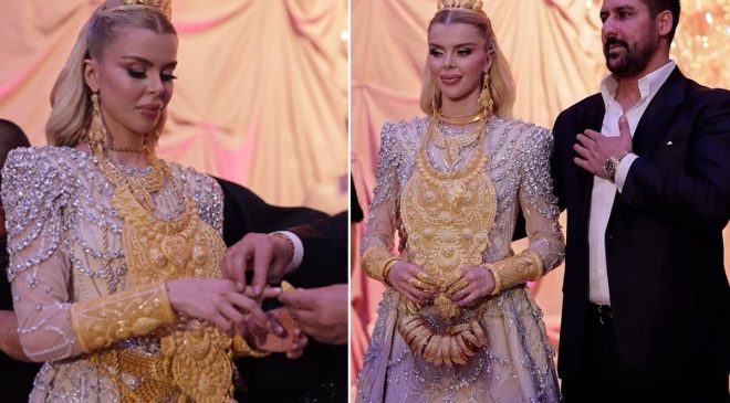 Vanlı iş adamı ile fenomen evlendi! Gelin takılar yüzünden hareket edemedi