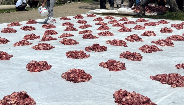 Yüksekova’da 100 yıllık gelenek: 140 kurban kesildi, etler tüm köye eşit dağıtıldı