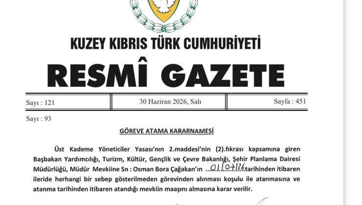 Şehir Planlama Dairesi Müdürlüğü’ne Osman Bora Çağakan atandı