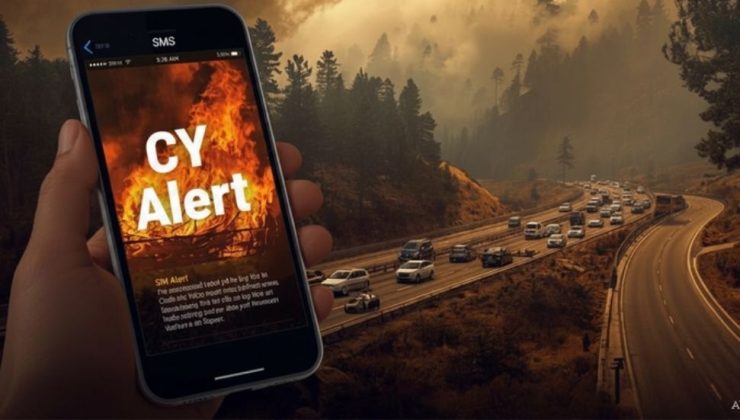 Larnaca’nın Ora köyünde CY-Alert uyarı sistemi kullanılarak yangın tatbikatı yapıldı
