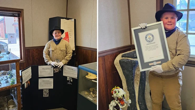 Dinosaur-loving nine-year-old boy recognised by Guinness World Records as youngest museum curator