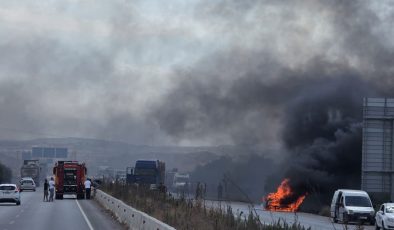 Lefkoşa kuzey çevre yolunda araç yangını…
