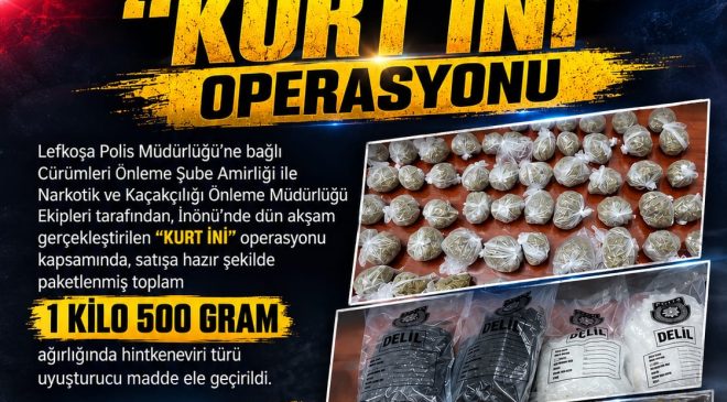 Polisten “Kurt İni” operasyonu: 1,5 kilo uyuşturucu ele geçirildi