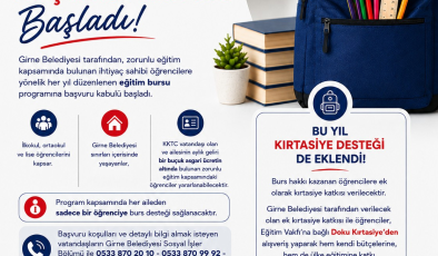 Girne Belediyesi’nin İlk ve Orta Eğitim Bursu için başvurular başladı