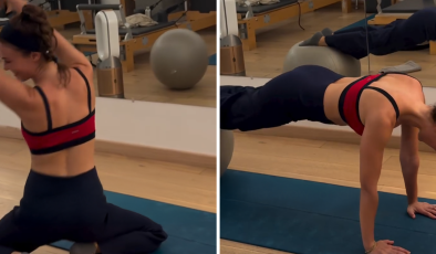 Güzel oyuncudan olay spor paylaşımı!