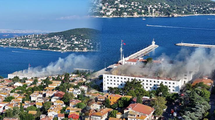 Heybeliada Deniz Harp Okulu’nda yangın! Ekipler seferber oldu
