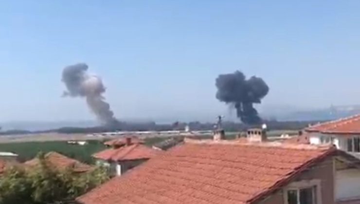 Yalova’da F-16 uçağı düştü! İşte olay yerinden ilk görüntüler