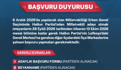 Halkın Partisi’nde milletvekili adaylığı başvuruları 28 Eylül’de başlıyor