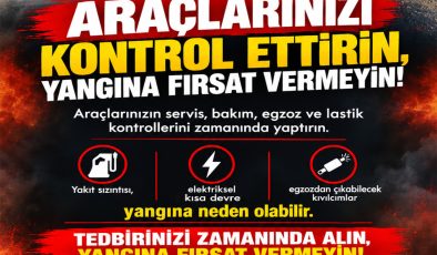 Polisten, araç yangını sırasında yapılması gerekenlerle ilgili tavsiyeler: Araç güvenli bir yere çekilmeli ve motor durdurulmalı