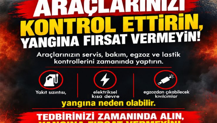 Polisten, araç yangını sırasında yapılması gerekenlerle ilgili tavsiyeler: Araç güvenli bir yere çekilmeli ve motor durdurulmalı